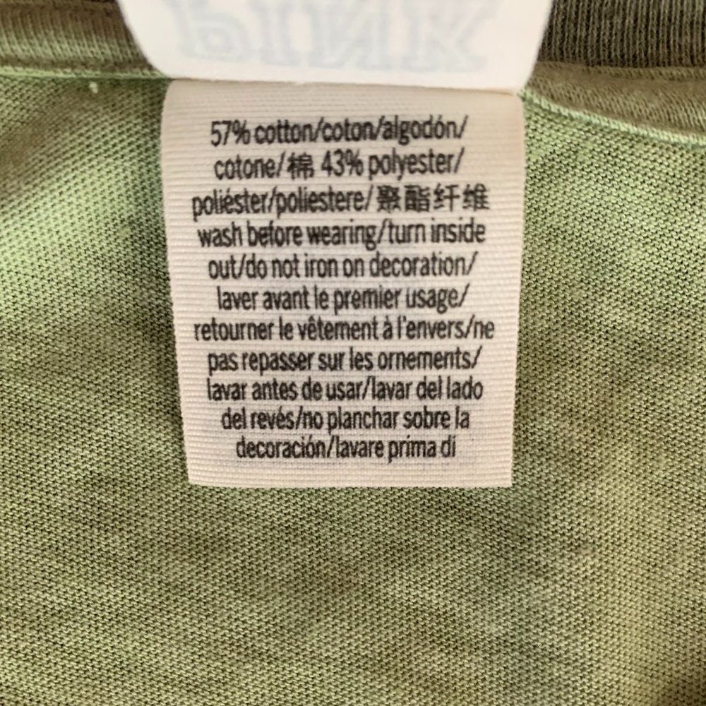 NWOT Victoria's Secret PINK Small Green & Gray 3/4 Sleeve Women's Baseball Tee - Picture 4 of 10